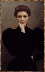 Meditazione Una giovane donna pensierosa vestita alla moda Belle Epoque