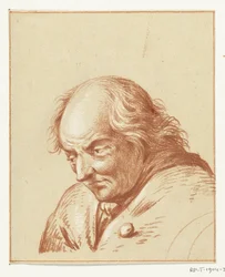 Busto di uomo, guardando in basso