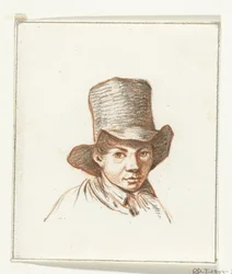 Testa di ragazzo con cappello alto