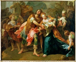 Ettore che saluta il figlio e Andromaca
