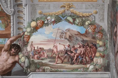 Uno dei quarantuno pannelli con scene che narrano gli eventi di Bacco