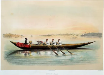 Impero ottomano: una barca a Costantinopoli. Acquerello di Jean Brindesi (1826-1888)