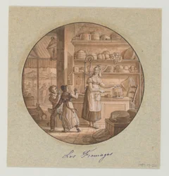 Design per un Piatto di Porcellana Dipinto, Les Fromages per il Service des Objets de Dessert