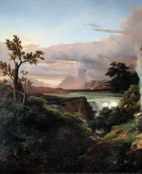 Paesaggio con cascata
