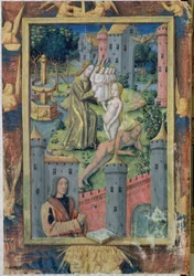 Ms Lat. Q.v.I.126 fol.11 La creazione di Eva dal Libro delle Ore di Luigi d