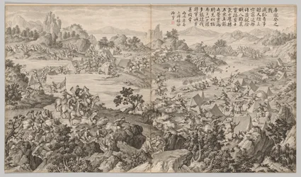 Battaglia di Kulongkui: dalle Scene di battaglia della repressione delle ribellioni, c. 1765-1774