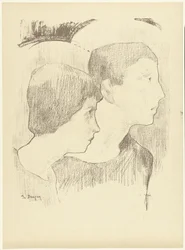 Due teste di martiri o ragazzi con nimbo