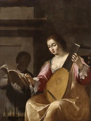 Donna che suona un liuto, 1638