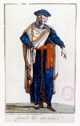 Uniforme di un membro del Consiglio di Stato francese 1795 durante il periodo del Direttorio