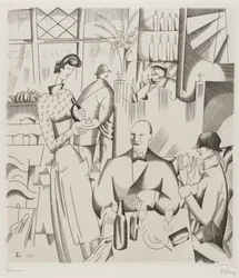 Cena al bistrot, 1923 (incisione)