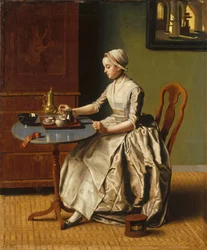 Una dama versa la cioccolata, La Chocolatière, ca. 1745