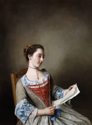 La Belle Liseus: Ritratto di Miss Susanna Lewis, seduta, in costume di contadina lionese