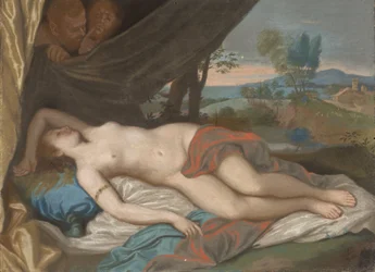 Ninfa dormiente spiata da satiri