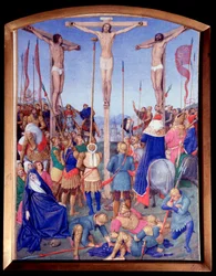 Crocifissione. Miniatura tratta da "Il Libro delle Ore di Etienne Chevalier" di Jean Fouquet (1420-1477/1481)