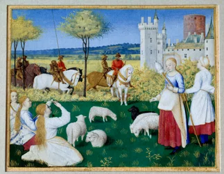 Santa Margherita di Antiochia (III secolo) e Olibrius noto anche come Margherita che custodisce le pecore. Episodio della Legenda Aurea di Jacopo da Varagine (1228-1298)