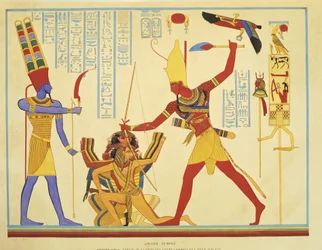 Riproduzione di affreschi nel tempio di Abu Simbel di J. F. Champollion