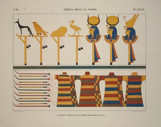 Armi e segni, Tebe, Biban-el-Molouk, illustrazione da "Monuments de L