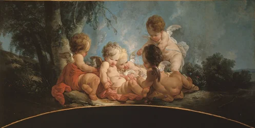 Gruppo di cinque Amori che giocano con le colombe, circa 1761