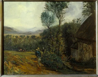 La fattoria, dipinto di Jean Francois Hue, XIX secolo