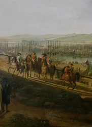 Napoleone Bonaparte (1769-1821) Visita il Campo a Boulogne nel luglio 1804, dettaglio di Napoleone e la Flottiglia, 1806