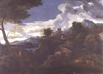 Paesaggio con città in fiamme