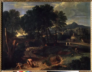 Paesaggio con gregge di pecore sulla strada