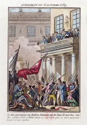 Luigi XVI appare sul balcone a Versailles il 6 ottobre 1789 per dire alla folla parigina che andrà a Parigi a condizione che sua moglie e la sua famiglia viaggino con lui
