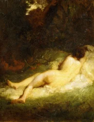 Ninfa dormiente bloccata da un satiro, c.1846-47