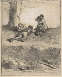 Operai stradali a pranzo, c.1850-52