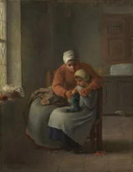 La lezione di maglia, ca. 1860