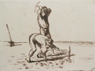 Due Contadini che Scavano con Picconi, c. 1844-1846