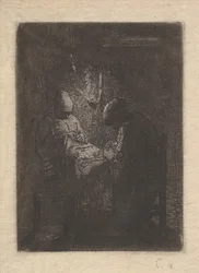 Due Donne che Cuciono alla Luce della Lampada, ca. 1853