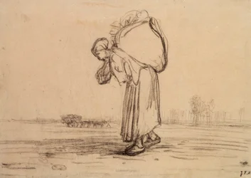 Donna che porta un sacco sulla schiena