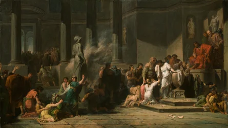 Ragazze ateniesi che estraggono a sorte per determinare quali sette tra loro saranno inviate a Creta per il sacrificio al Minotauro
