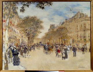 Belle époque: Veduta del Padiglione di Hannover e del Boulevard des Italiens a Parigi
