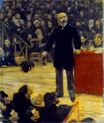 Georges Clemenceau (1841-1929) che tiene un discorso al Circo Fernando (1883)