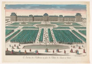 Veduta del Jardin des Tuileries a Parigi in direzione del Palais du Louvre