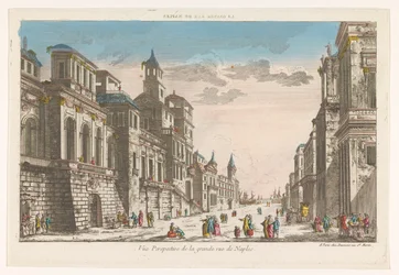 Veduta di una strada verso il mare a Napoli