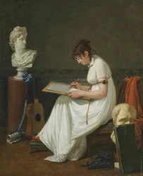 Ritratto di giovane donna che disegna la testa di Apollo
