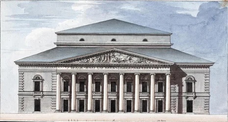 Facciata del Teatro Imperiale Bolshoi Kamenny di San Pietroburgo