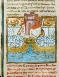 La battaglia navale di La Rochelle, in cui una flotta inglese fu sconfitta da una flotta spagnola al servizio della Francia ...