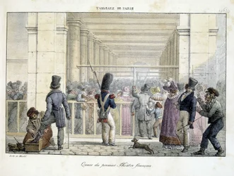 Fila al Primo Teatro Francese - litografia di Marlet, in "Tableaux de Paris"