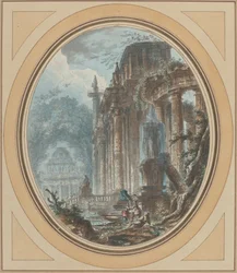 Capriccio di giardino con rovine antiche