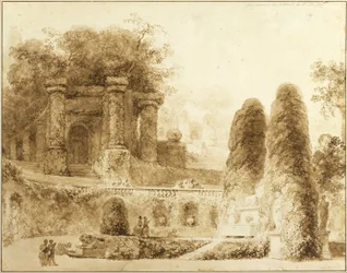 Parco romano con fontana, 1774