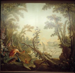 Insegna del salotto Marteau: paesaggio con cigno