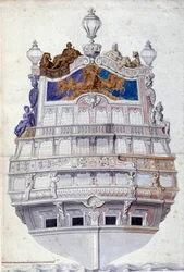 Decorazione della poppa della nave Le Soleil Royal