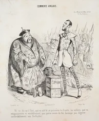 Commercio inglese. Yé vo dis quil faut, que vo achte ce poisonne to dsuite..., 1840