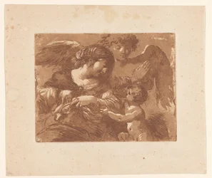 Madre con bambino e un angelo custode