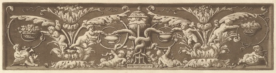Fregio ornamentale con putti e serpenti intrecciati, da Recueil de Différentes Compositi..., 1784