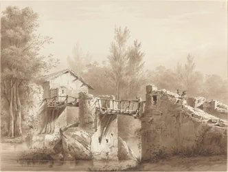 Strada di campagna su un antico ponte